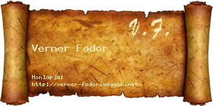 Verner Fodor névjegykártya